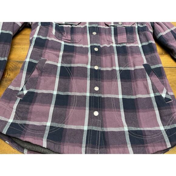 Duluth Trading Co Free Swingin Lined Purple Flannel Shacket Women's Size Medium - Picture 3 of 13